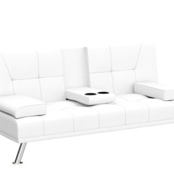 White Faux Leather Sofa Bed 