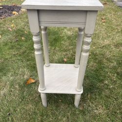 Gray 12” Square Wood End Side Plant Table Stand  