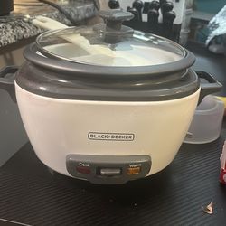 B&D 6-cup rice maker with steam basket and paddle