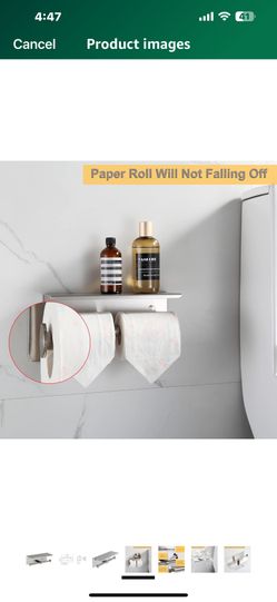 BGL Toilet Paper Holder with Shelf Brushed Nickel Double Head Toilet Tissue Roll Holder 304 Stainless Steel Wall Mount for Bathroom