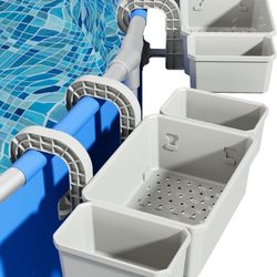 Poolside Storage Basket with 2 Cup Holder