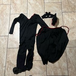 Black Halloween Costume Set with Cape and Mask