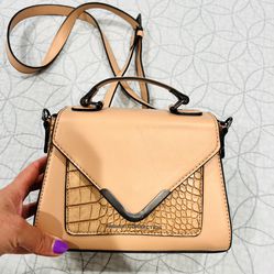FRENCH CONNECTION WOMENS NUDE HANDBAG PURSE WITH REMOVABLE CROSSBODY STRAP