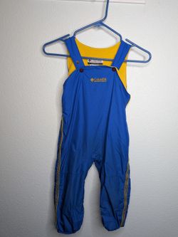 Columbia Toddler Snow Bib Overalls 3T Blue Yellow Fleece Lined Winter Pants