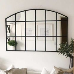 New In Box 43 X 28 Inch Tall Hanging Wall Decor Staging Mirror Window Style Steel Frame Furniture Decoration 