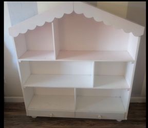 KIDS WOOD BOOKSHELF HOUSE SHAPED STORAGE