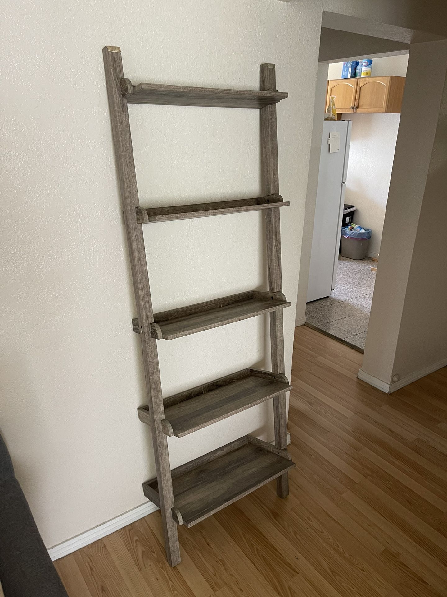 5-Tier Wood Ladder Shelf - Rustic Gray
