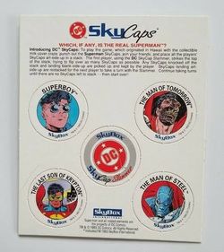 5, 1993 Skybox DC Skycaps"Return of Superman"(DC Comics) PROMO Pogs Sheet unpunched