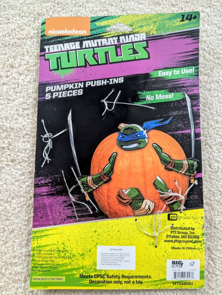 New Teenage Mutant Ninja Turtle Halloween Pumpkin Decoration Push Pin Set