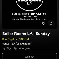 Boiler Room Sunday September 21st