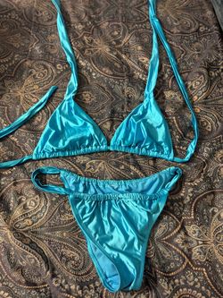 Teal String Bikini Two-Piece Set medium