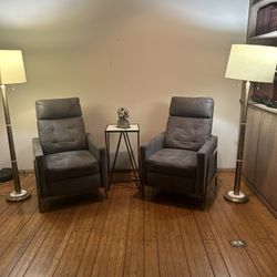 2 Suede Grey Reclining Sofa Chairs Both $100