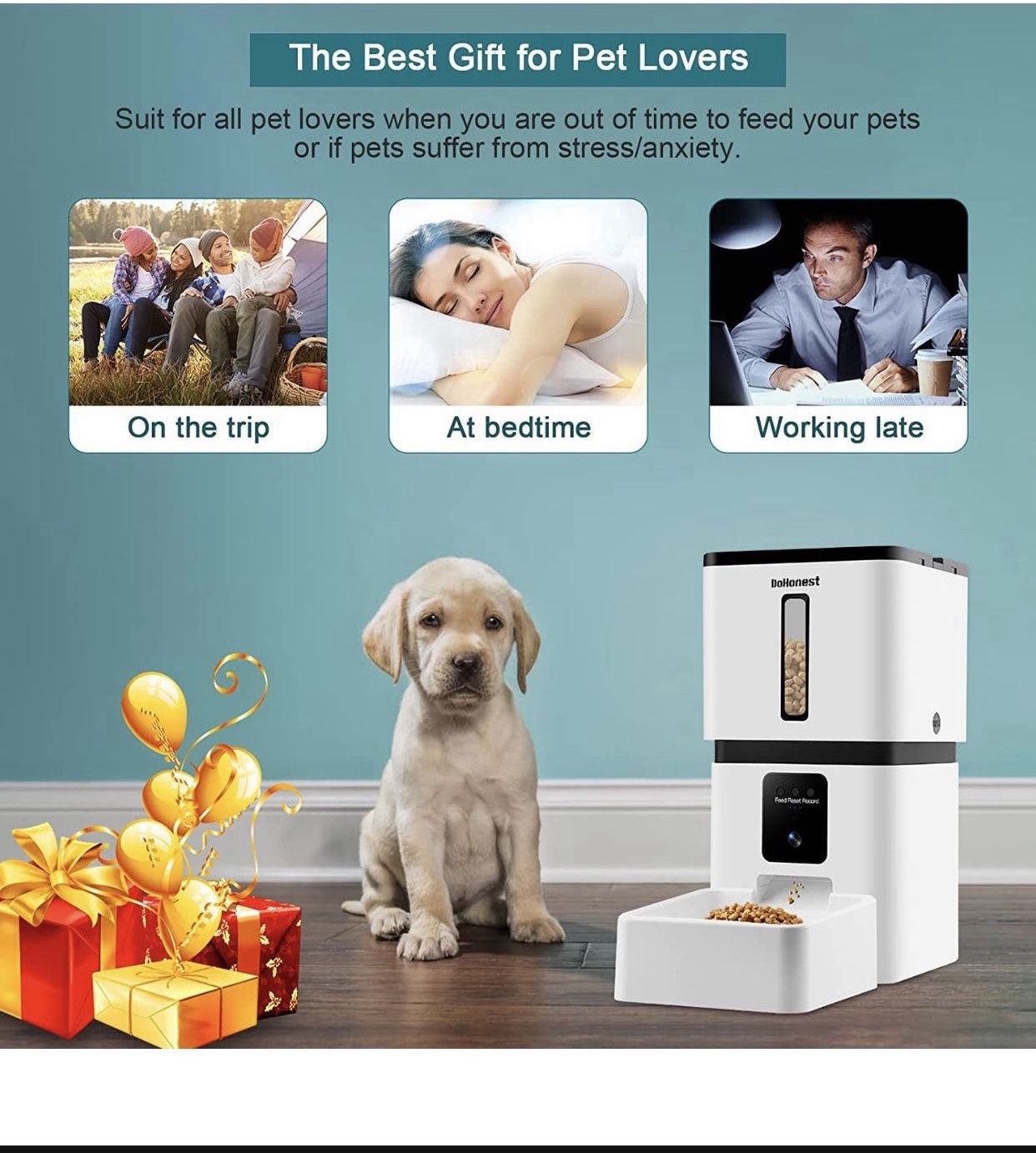 Automatic Cat Feeders with Camera, 8L Smart 5G WiFi Dog Feeder