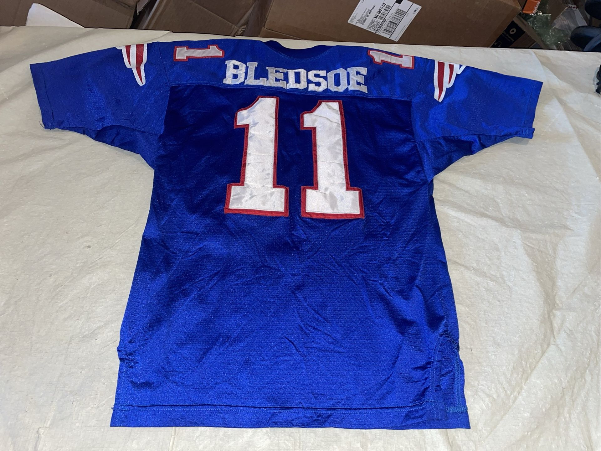 Authentic Wilson Drew Bledsoe Jersey Patriots Mens 48 Clean NFL Usa Sewn 75th