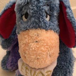 Disney Eeyore Wearing A Christmas Hat  Plush 12"long 9"wide Year  2001