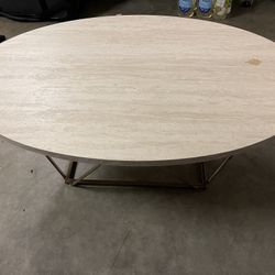 White Oval Shaped Coffee Table