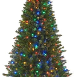 6 ft Pre-Lit Christmas Tree, Eagle Peak Pine Artificial Christmas Tree with 300 Color-Changing LED Lights