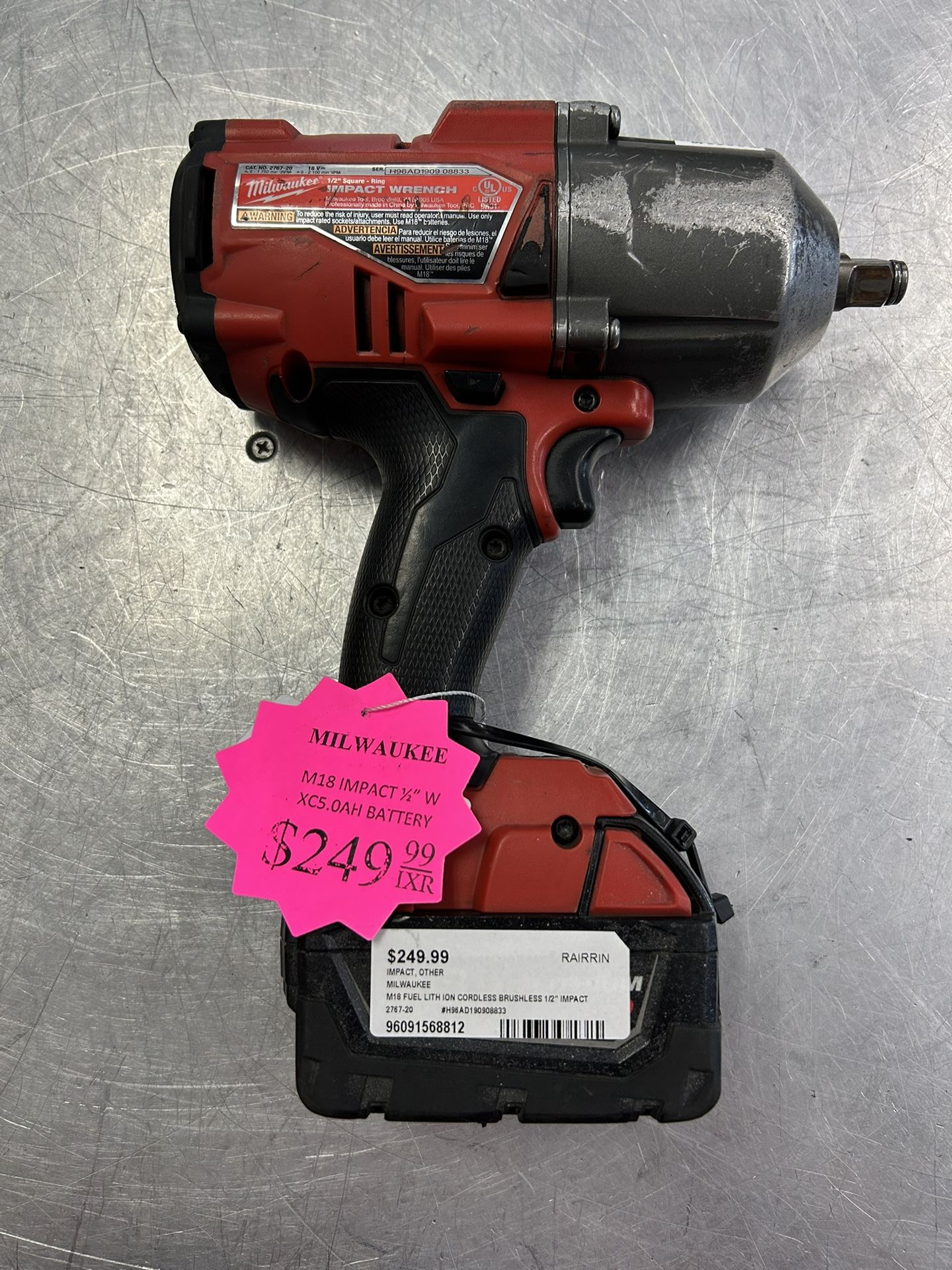 96091 Milwaukee 2767-20 1/2” Square Ring Impact Wrench 568812