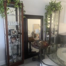 Curio Cabinets - Wood - Lighted W Glass Shelves  