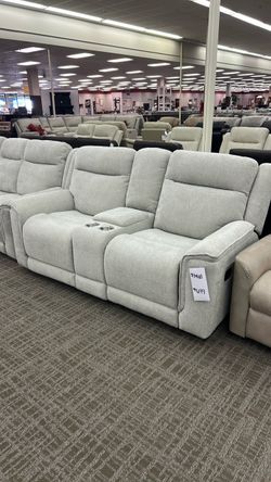 Studio West Apex Cement Manual Reclining Loveseat | Bristol Cement