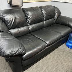 Black Leather Sofa, Loveseat, Chair, Ottoman
