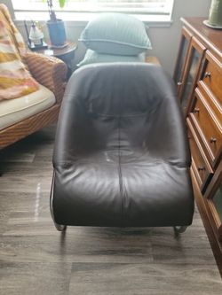 Dark Brown Leather Lounge Chair