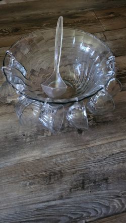 Punch Bowl With Glasses Cups $15.00 