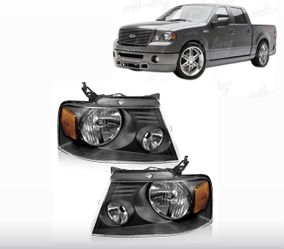 NEW in box Ford F150 Headlights Black Inner housing with Clear outer Lens fits 2004, 2005, 2006, 2007 and 2008.