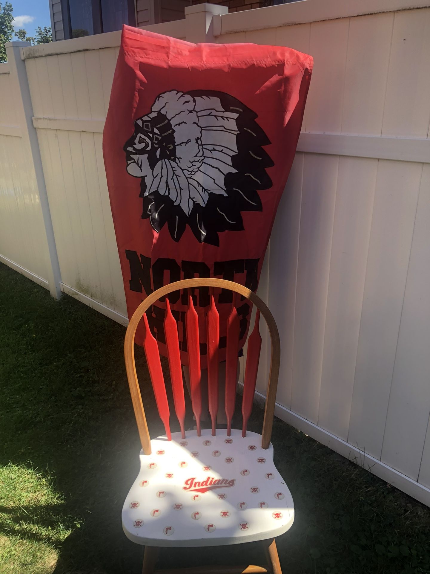 North Hills Indians chair and flag