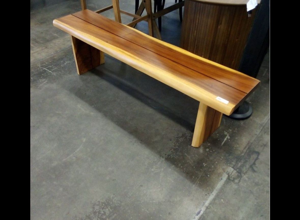 Dining Bench Rustic Pecan Live Edge Wood Dining Bench