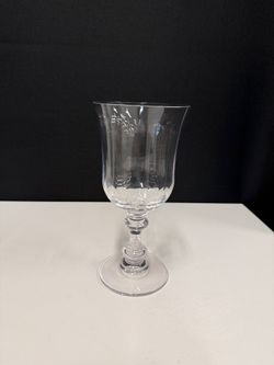 Clear Etched Glass Goblet with Fluted Rim