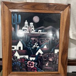 Mexican Santa Fe style framed artwork