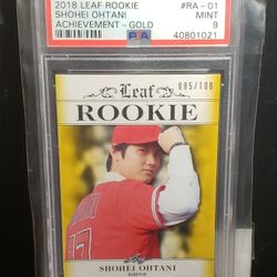 Shohei Ohtani Rookie #085/100 Gold 2018 Leaf Achievement PSA 9 Mint Los Angeles Angels Dodgers 