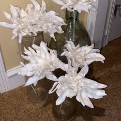 3 xl Glass Vases And Floral 