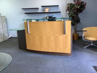 Reception Desk with Glass Counter Top and other furniture