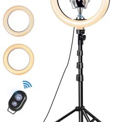 10" Selfie Ring Light with Tripod Stand & Cell Phone Holder, Led Ring Light with Remote Ringlight Dimmable for Live Stream Makeup YouTube Tiktok Photo