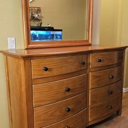 Clean and Nice 8 Drawer Dresser + Mirror.