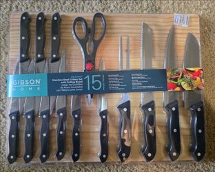 Gibson Home 15-Piece Stainless Steel Cutlery Set + Cutting Board