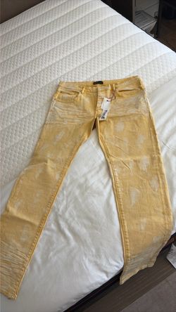 Yellow stone washed Purple Jeans