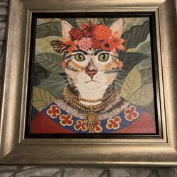 Framed “Frida Cat” Art