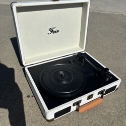 Feir Portable Suitcase Record Player (White)