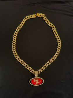 SF 49ers Iced Out Cuban Link Chain Necklace