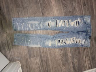 Men's Acid-Wash Blue Ripped SkinnyJeans