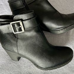 I Love Comfort Womens Ankle Boots Black Side Zip Buckle Round Toe Size 7 M