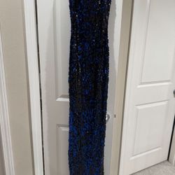 Blue And Black Sequin Dress