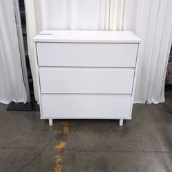 White Three-Drawer Dresser in Wood Finish