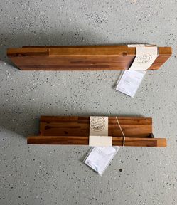 Acacia Wood Wall Shelves – Set of 2