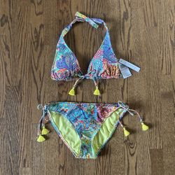 NWT Size 6 Blue Rod Beattie Two-Piece Paisley Floral Bikini Swimsuit