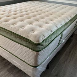 Full Size Organic Hybrid Gel Pillowtop Mattress And Boxspring Colchon 