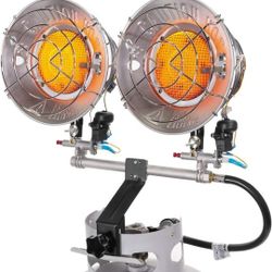 30,000 BTU Propane Tanktop Heater Infrared Dual Burner Safety Shut-Off Valve, Tip-Over Switch for Garage, Camping, Hunting Double Burner


